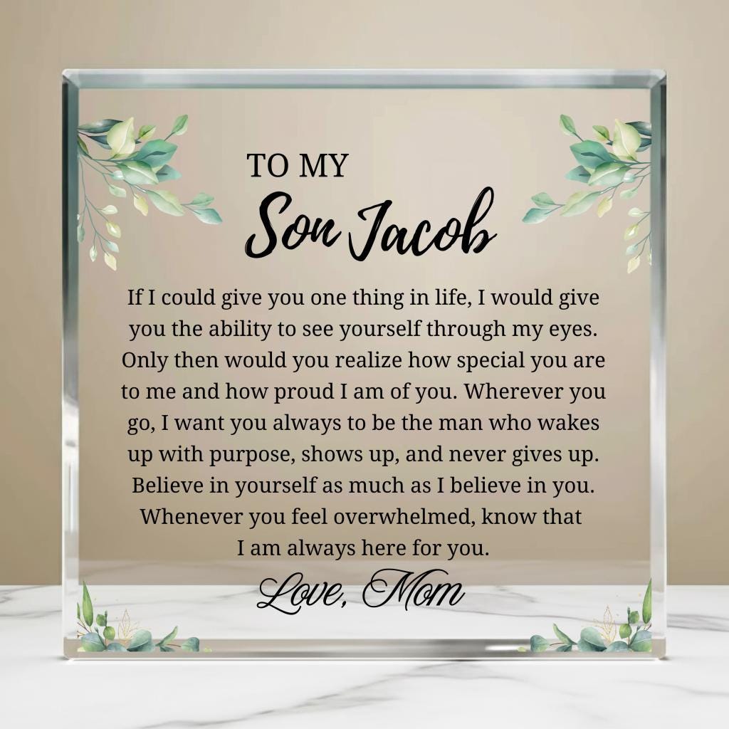 Personalized Son Gift Acrylic Plaque – Gift from Mom – view 2