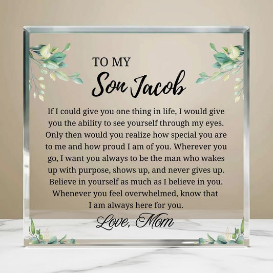Personalized Son Gift Acrylic Plaque – Gift from Mom – view 2