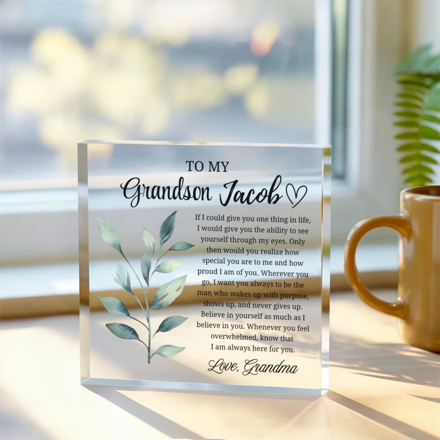 To My Grandson Gift Personalized Acrylic Plaque – Gift from Grandma – view 3