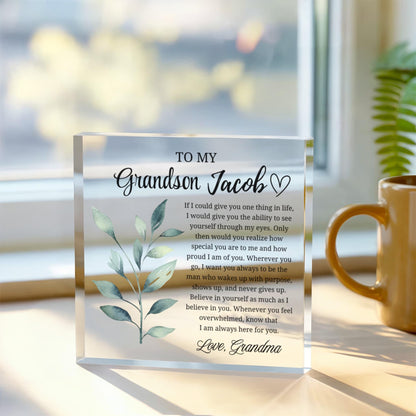 To My Grandson Gift Personalized Acrylic Plaque – Gift from Grandma – view 3