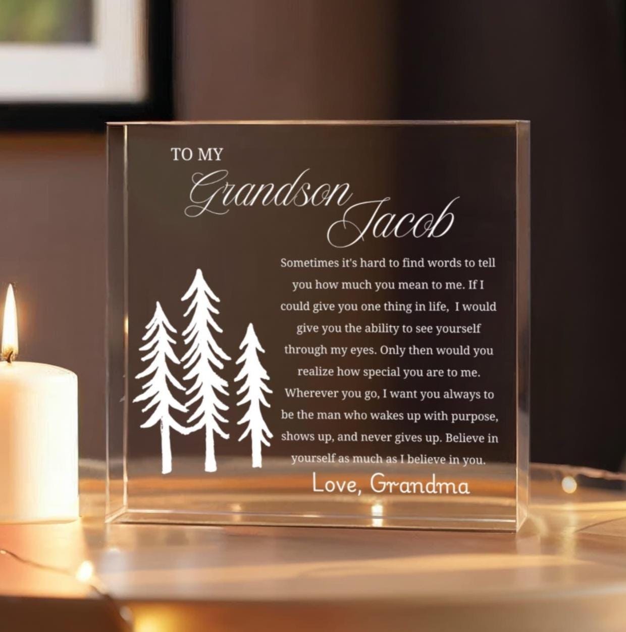 Grandson Gift Personalized Acrylic Plaque – Gifts from Grandma – view 2