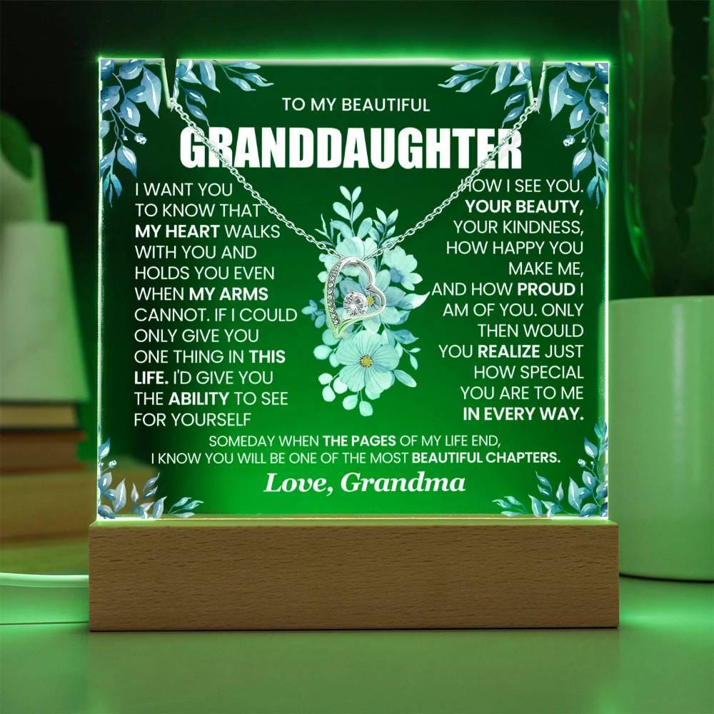 Granddaughter Gift Bundle Acrylic Plaque with forever Love necklace – view 6