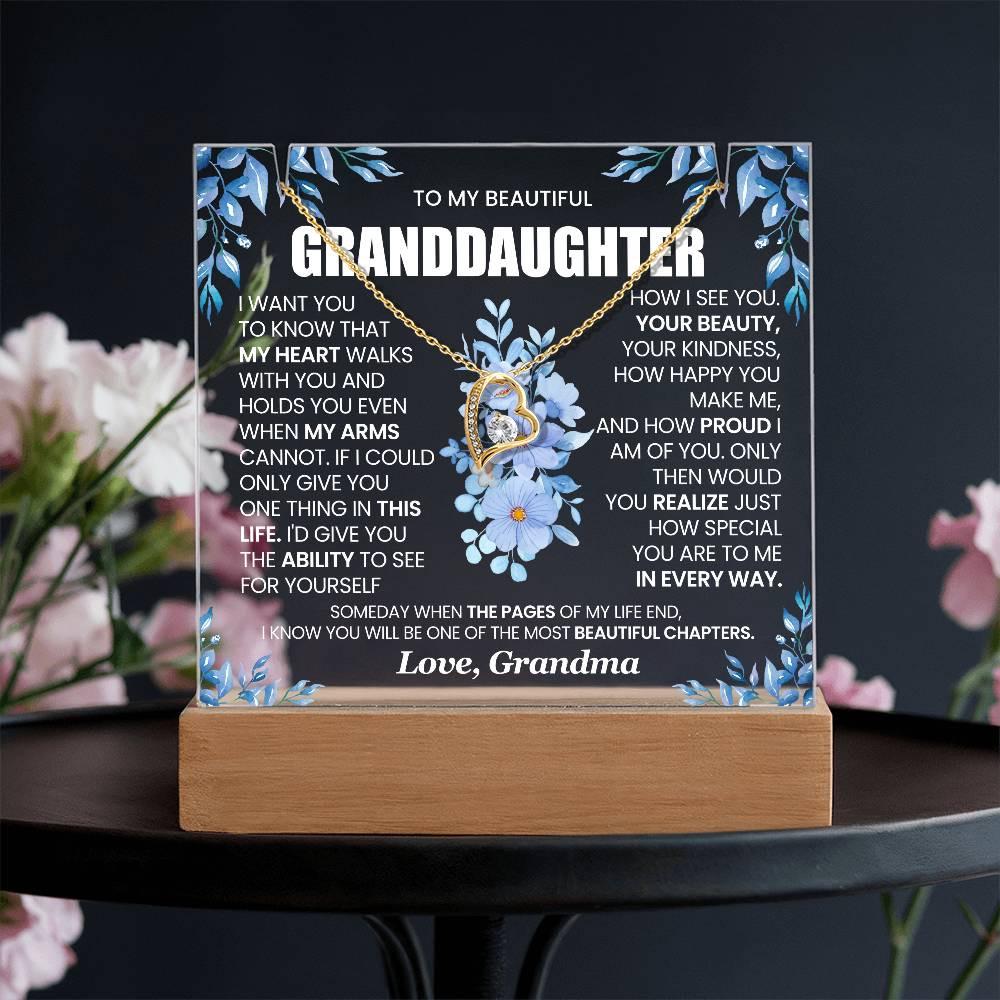 Granddaughter Gift Bundle Acrylic Plaque with forever Love necklace – view 5