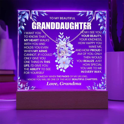 Granddaughter Gift Bundle Acrylic Plaque with forever Love necklace – view 4