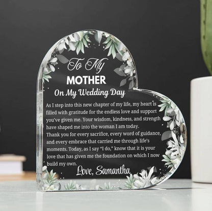 To My Mom on My Wedding Day Personalized Acrylic Plaque