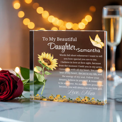 To My Daughter Personalized Thick Acrylic Plaque – Gift from Mom