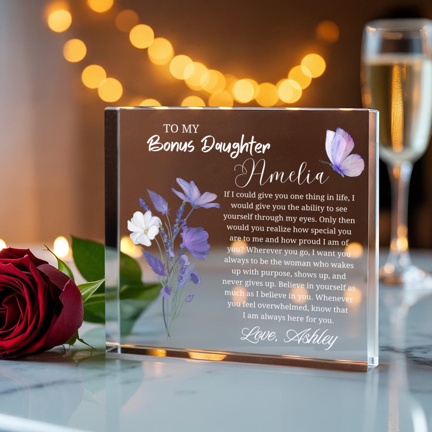 To My Bonus Daughter Gift Personalized Acrylic Plaque – Christmas Gift – view 3