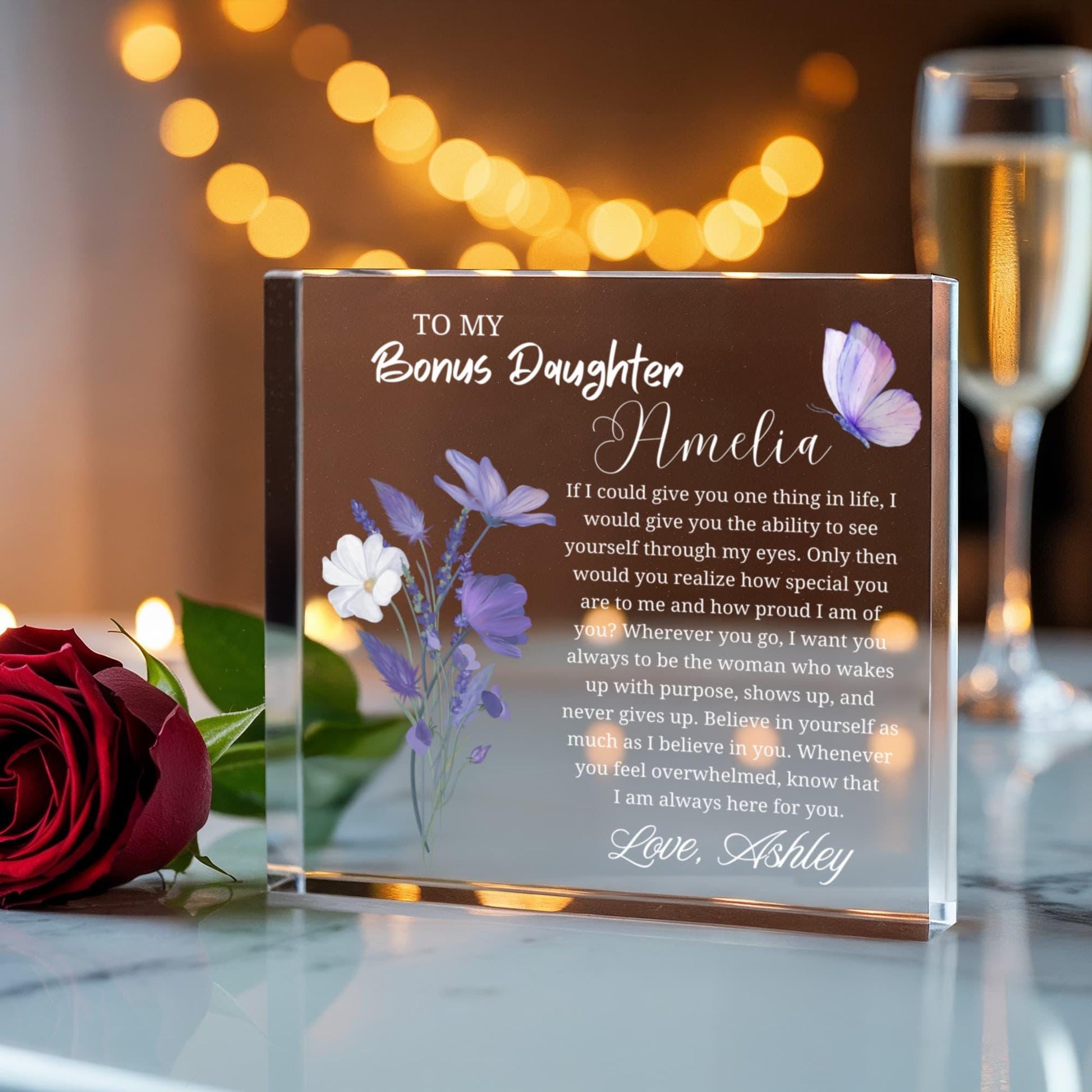 To My Bonus Daughter Gift Personalized Acrylic Plaque – Christmas Gift – view 3