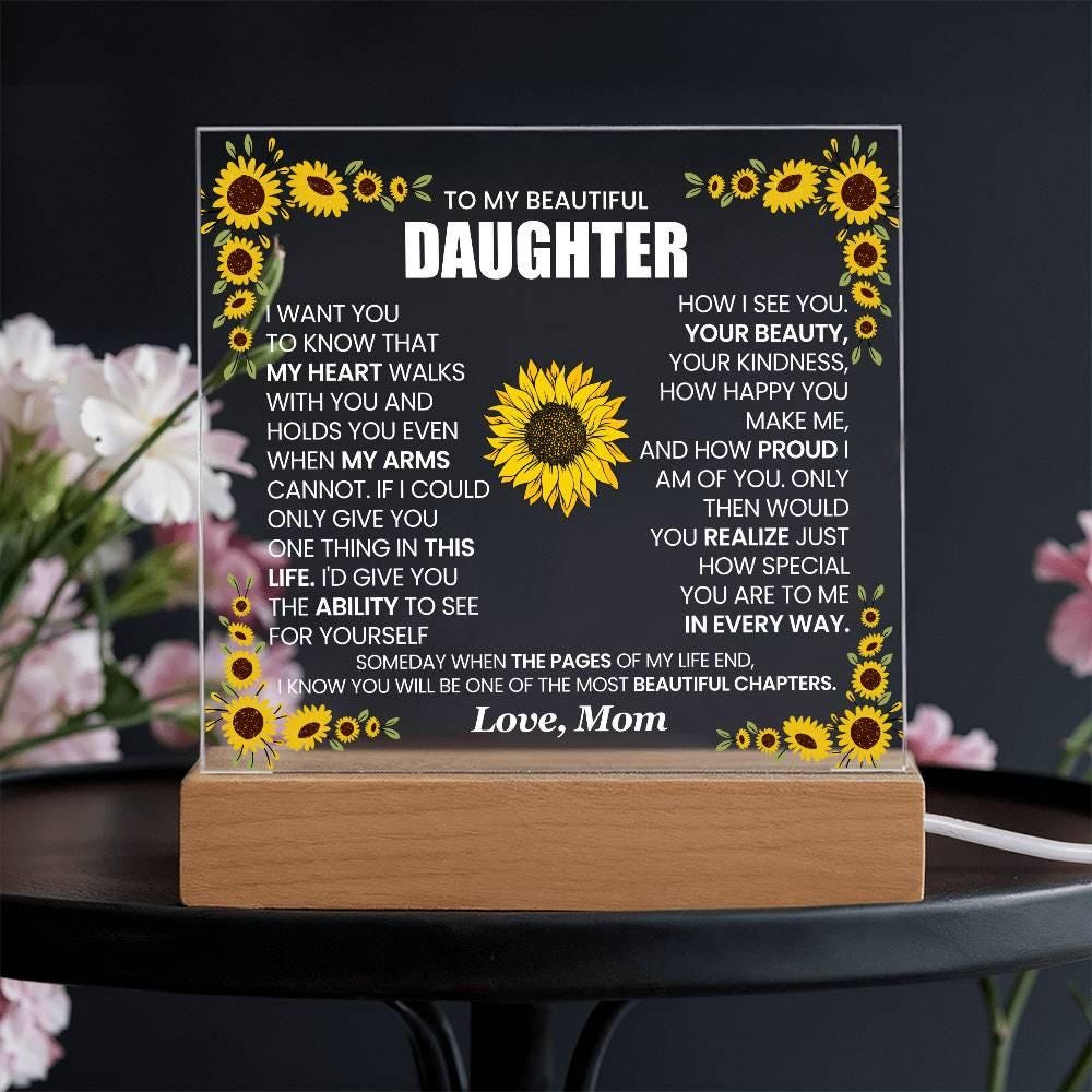 Personalized Daughter Sunflower LED Acrylic Plaque – Graduation gift – view 7