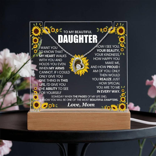 Personalized Daughter Keepsake Acrylic with Necklace – view 2