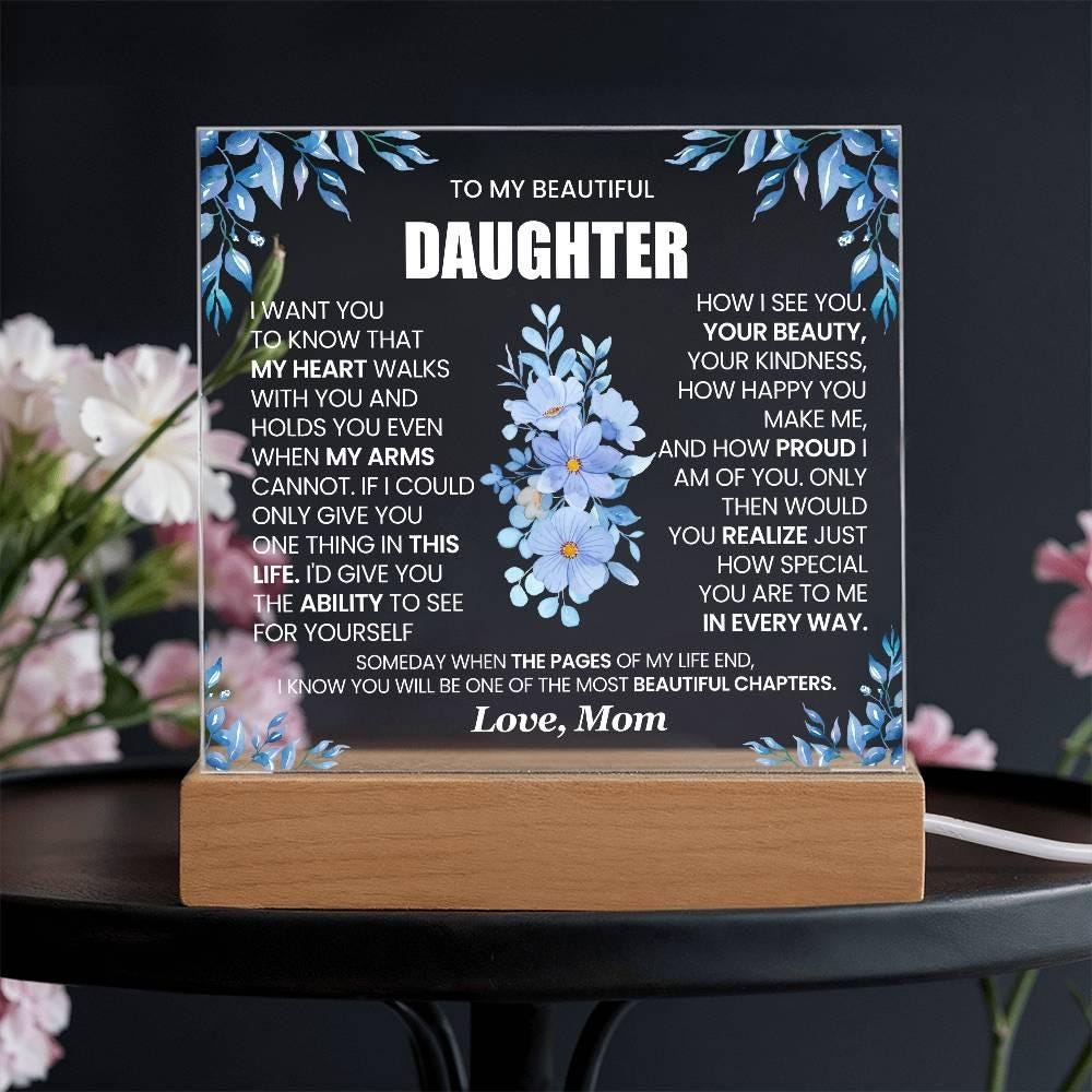 Personalized Daughter Floral LED Acrylic Plaque – Graduation gift – view 6