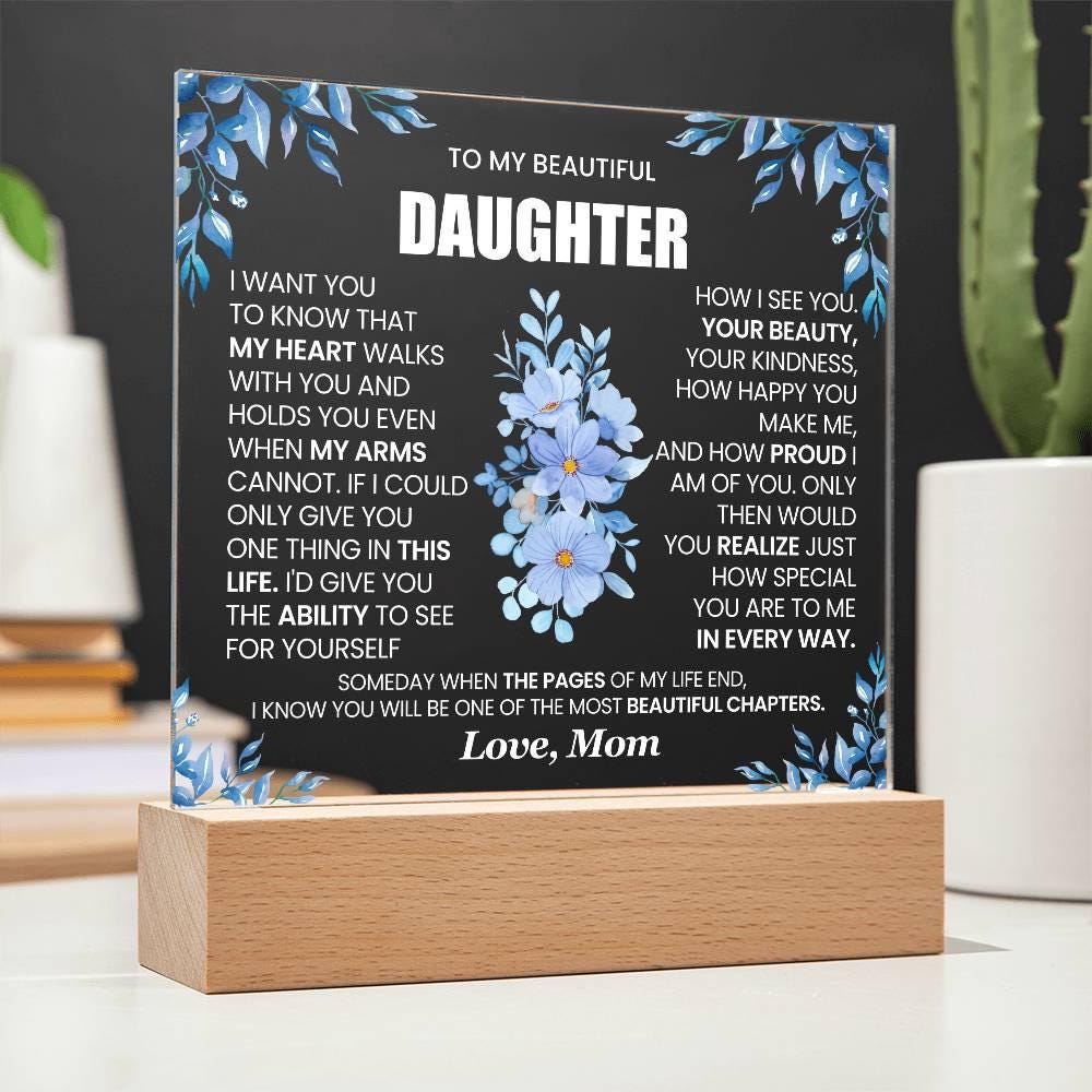 Personalized Daughter Floral LED Acrylic Plaque – Graduation gift – view 2