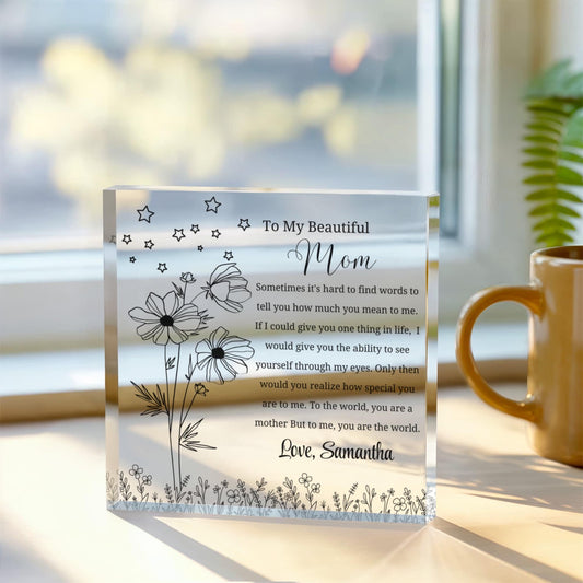 To My Mom Gift Personalized Acrylic Plaque – Gift from Daughter