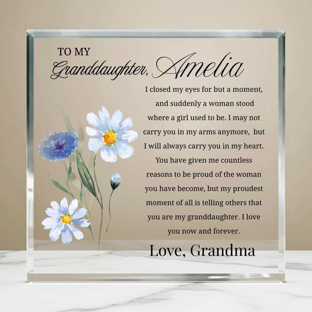 To My Granddaughter Personalized Floral Acrylic Plaque – view 5