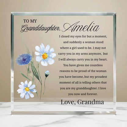 To My Granddaughter Personalized Floral Acrylic Plaque – view 5