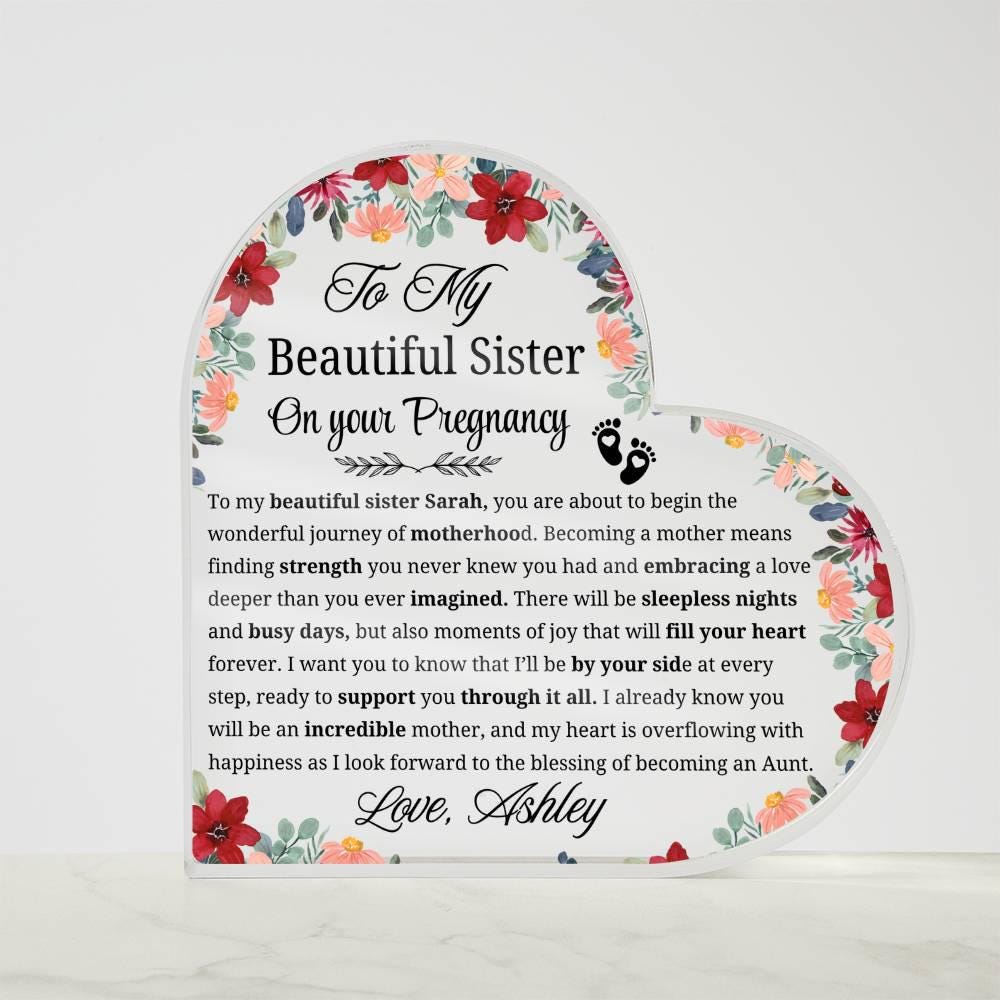 Sister Pregnancy Gift Personalized Acrylic Plaque – Mom To be Gift – view 5