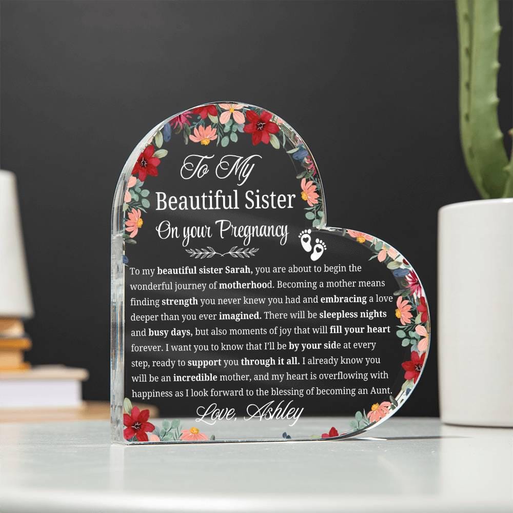Sister Pregnancy Gift Personalized Acrylic Plaque – Mom To be Gift – view 2