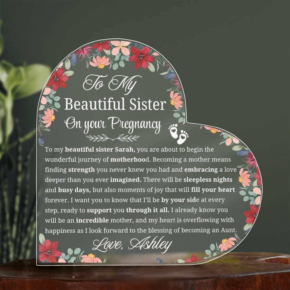 Sister Pregnancy Gift Personalized Acrylic Plaque – Mom To be Gift