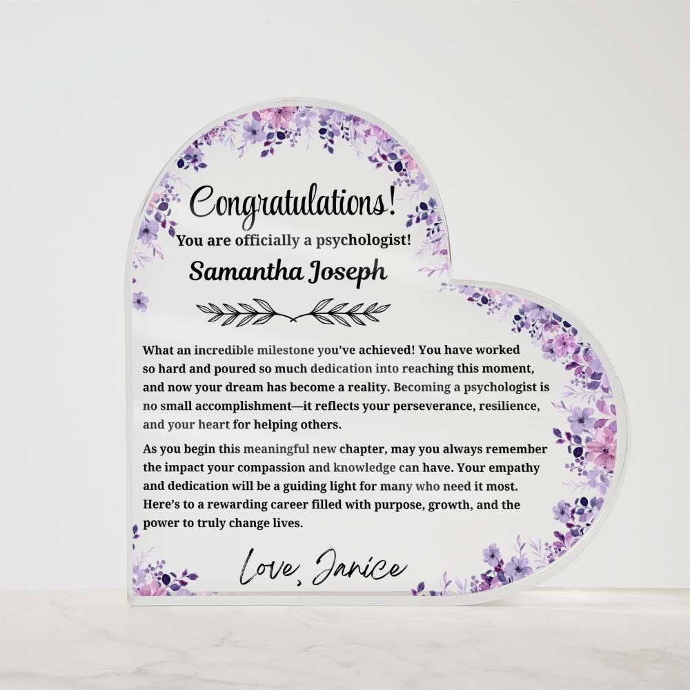 New Psychologist Gift Personalized Heart Acrylic Plaque – view 5