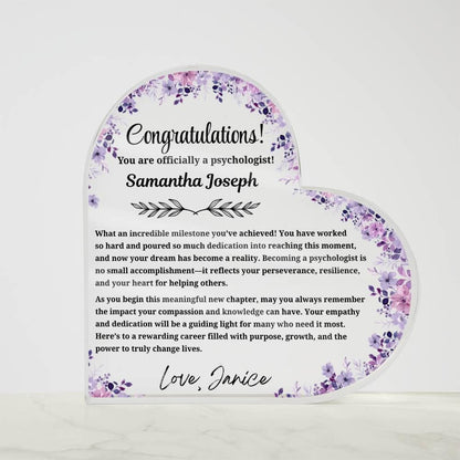 New Psychologist Gift Personalized Heart Acrylic Plaque – view 5