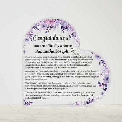 New Nurse Gift Personalized Heart Acrylic Plaque – RN Graduation Gift – view 5