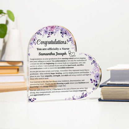 New Nurse Gift Personalized Heart Acrylic Plaque – RN Graduation Gift – view 3