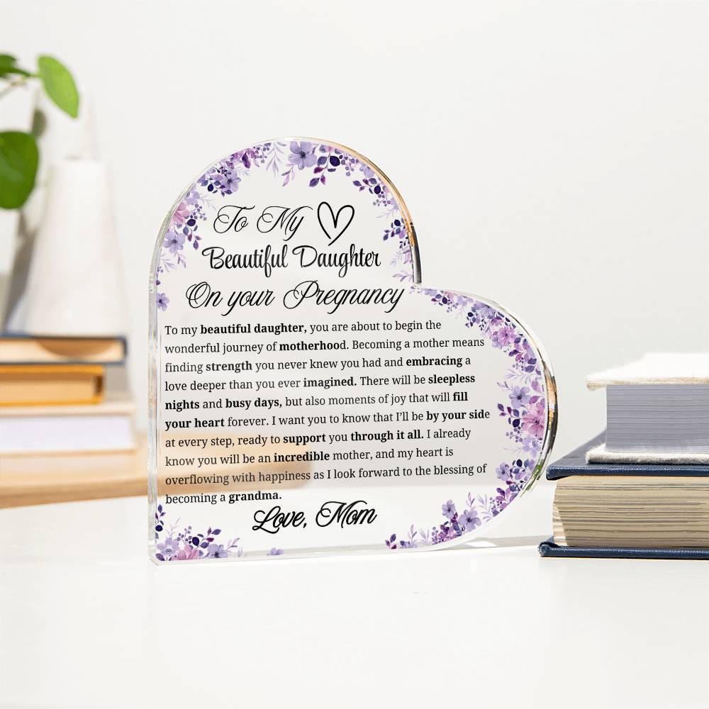 Daughter Pregnancy Gift Personalized Heart Acrylic Plaque – view 3