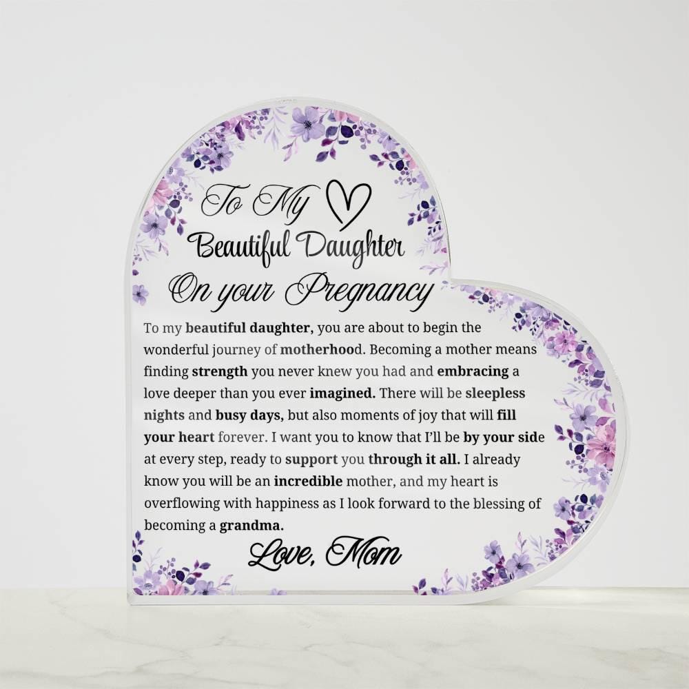 Daughter Pregnancy Gift Personalized Heart Acrylic Plaque – view 5