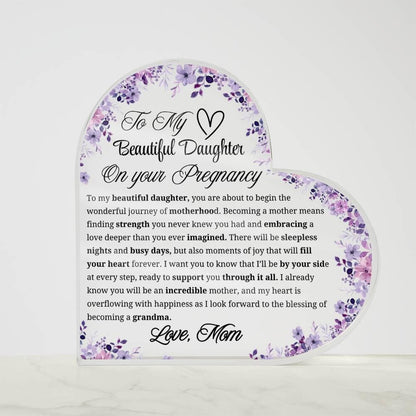 Daughter Pregnancy Gift Personalized Heart Acrylic Plaque – view 5