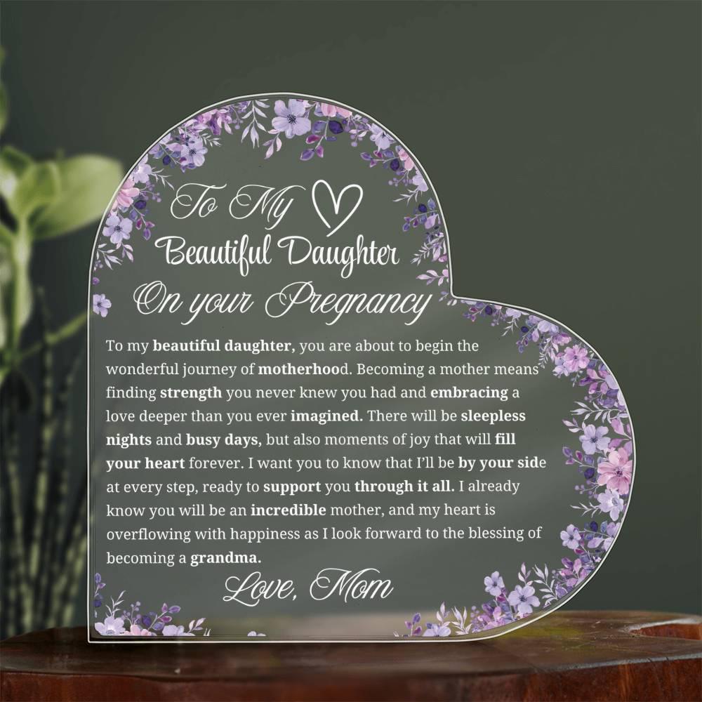 Daughter Pregnancy Gift Personalized Heart Acrylic Plaque