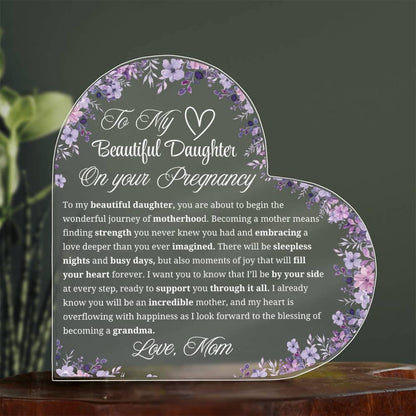 Daughter Pregnancy Gift Personalized Heart Acrylic Plaque