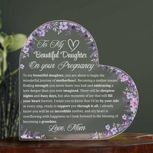 Daughter Pregnancy Gift Personalized Heart Acrylic Plaque