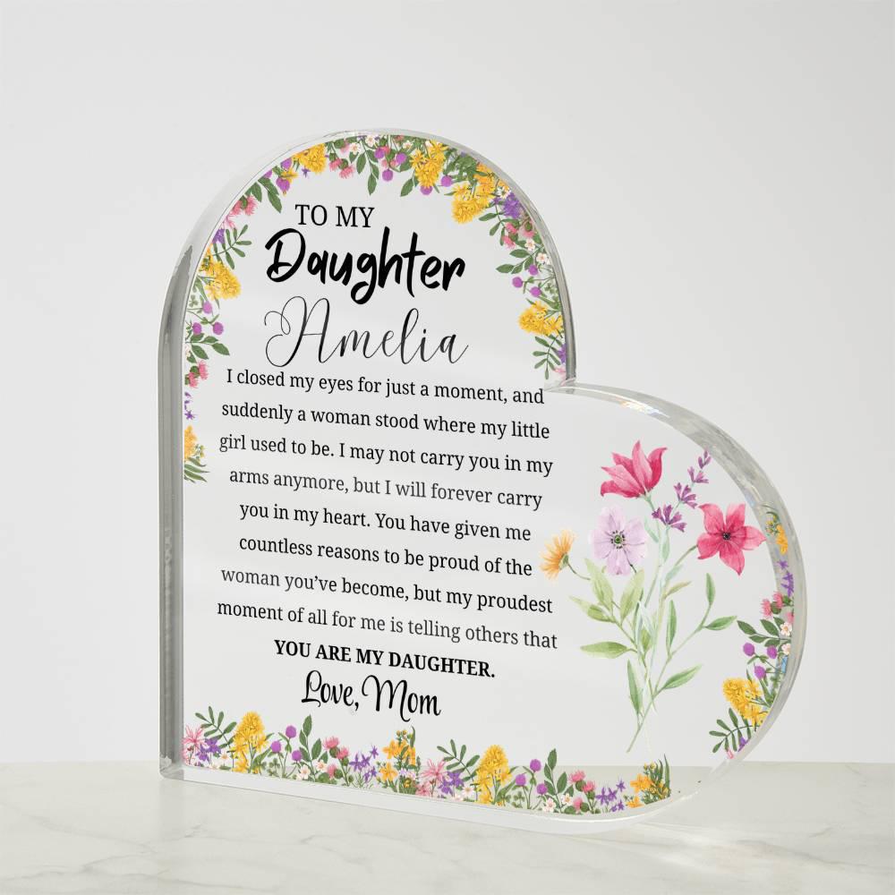 Personalized Daughter Gift Heart Acrylic Plaque – Gift from Mom – view 4