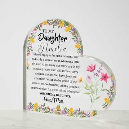 Personalized Daughter Gift Heart Acrylic Plaque – Gift from Mom – view 4