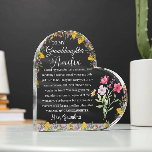Personalized Granddaughter Gift Heart Acrylic Plaque – Birthday Gift – view 2