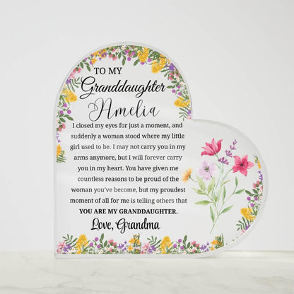 Personalized Granddaughter Gift Heart Acrylic Plaque – Birthday Gift – view 4