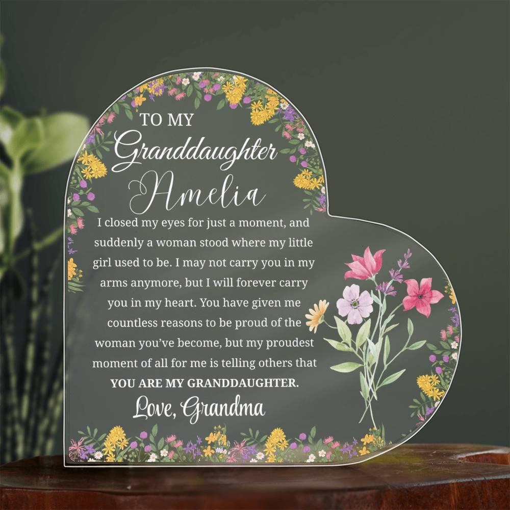 Personalized Granddaughter Gift Heart Acrylic Plaque – Birthday Gift