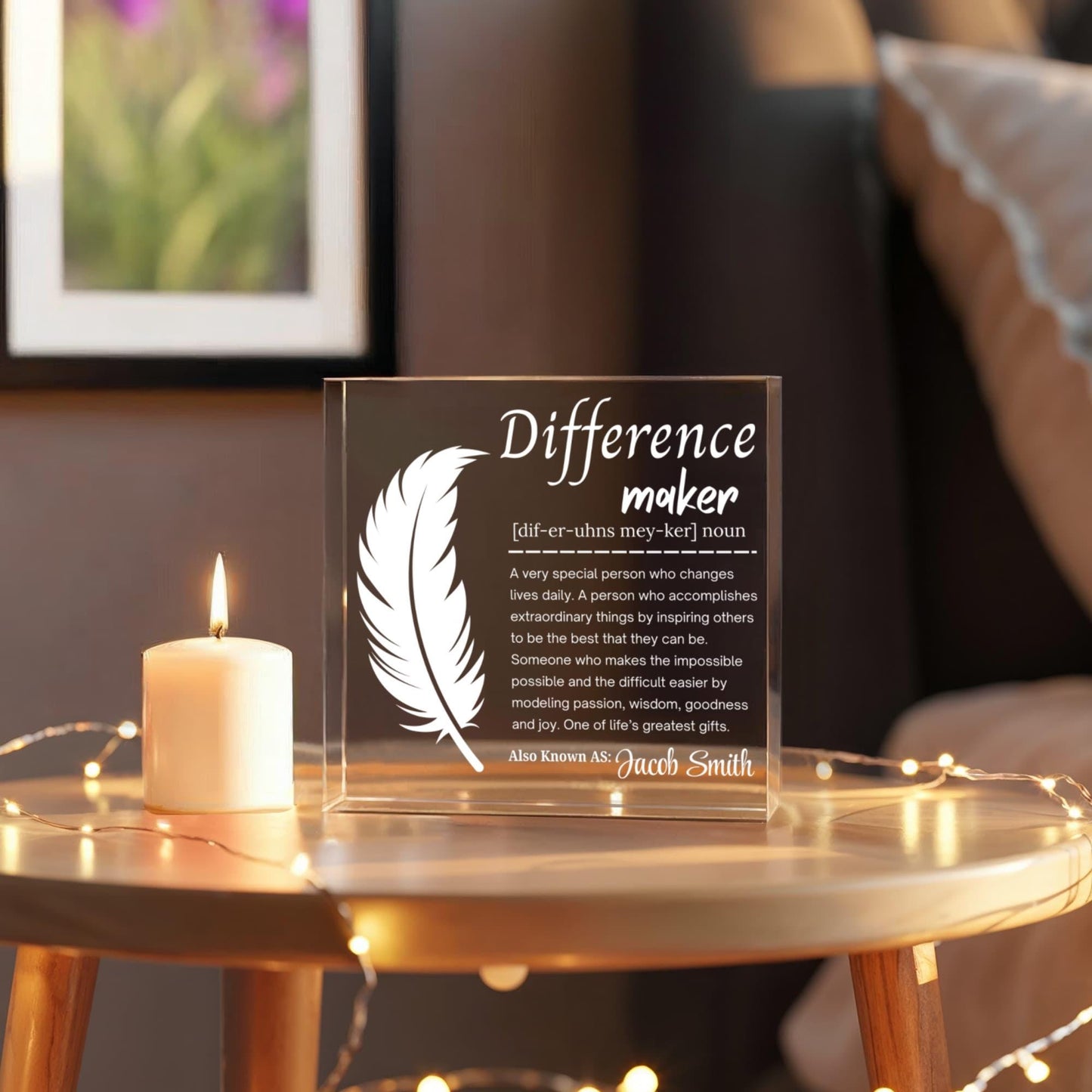 Difference Maker Personalized Acrylic Plaque – Gift for Mentor – view 4