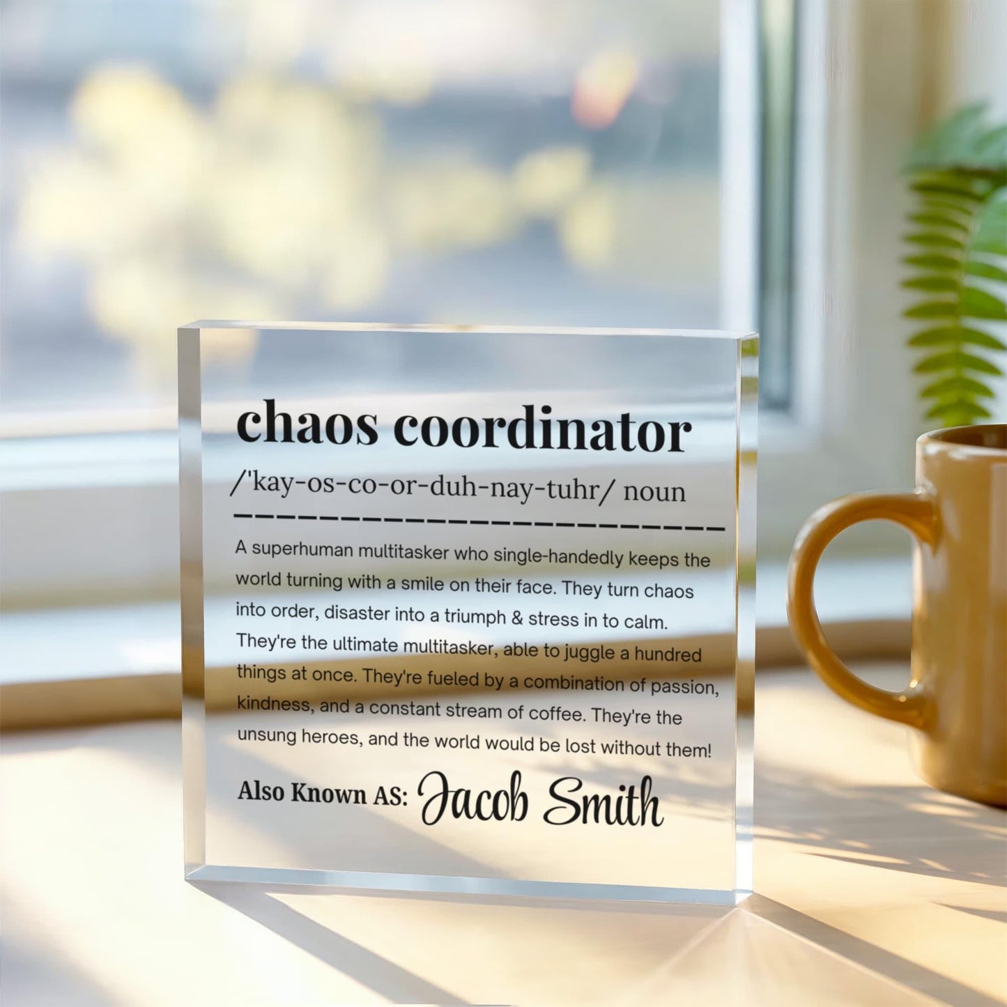 Personalized Chaos Coordinator Acrylic Plaque – Funny Gift for Boss – view 3