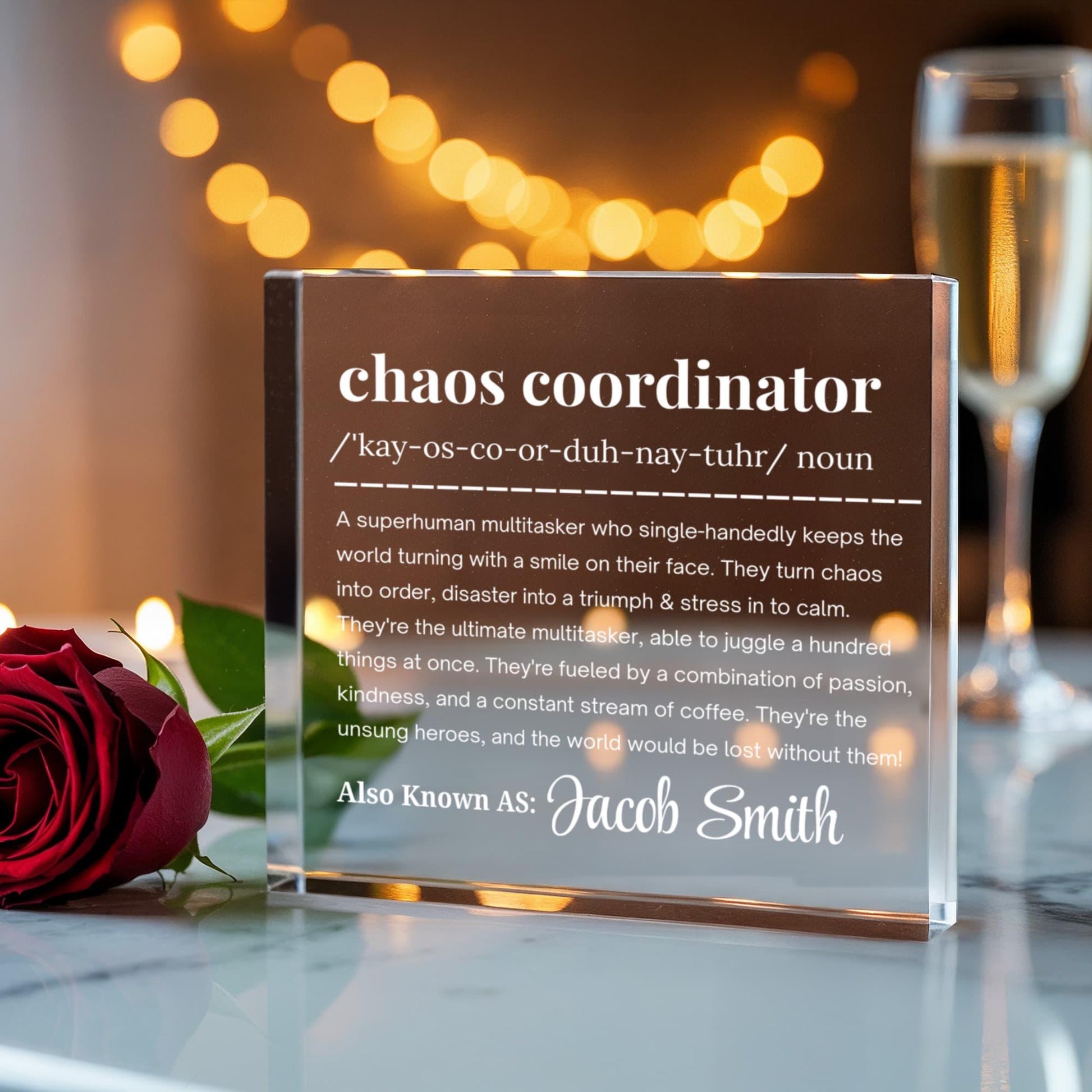 Personalized Chaos Coordinator Acrylic Plaque – Funny Gift for Boss – view 2