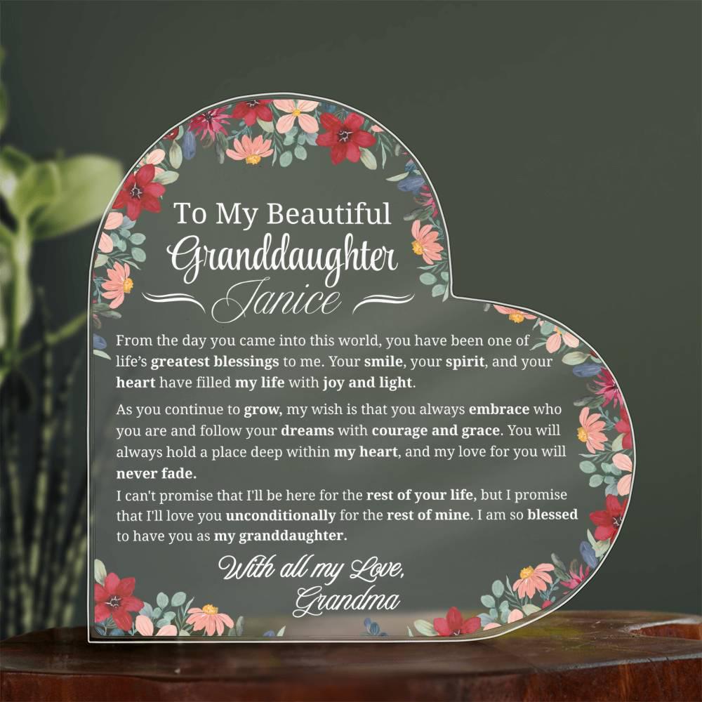 To My Granddaughter Personalized Acrylic Plaque – Gift from Grandma