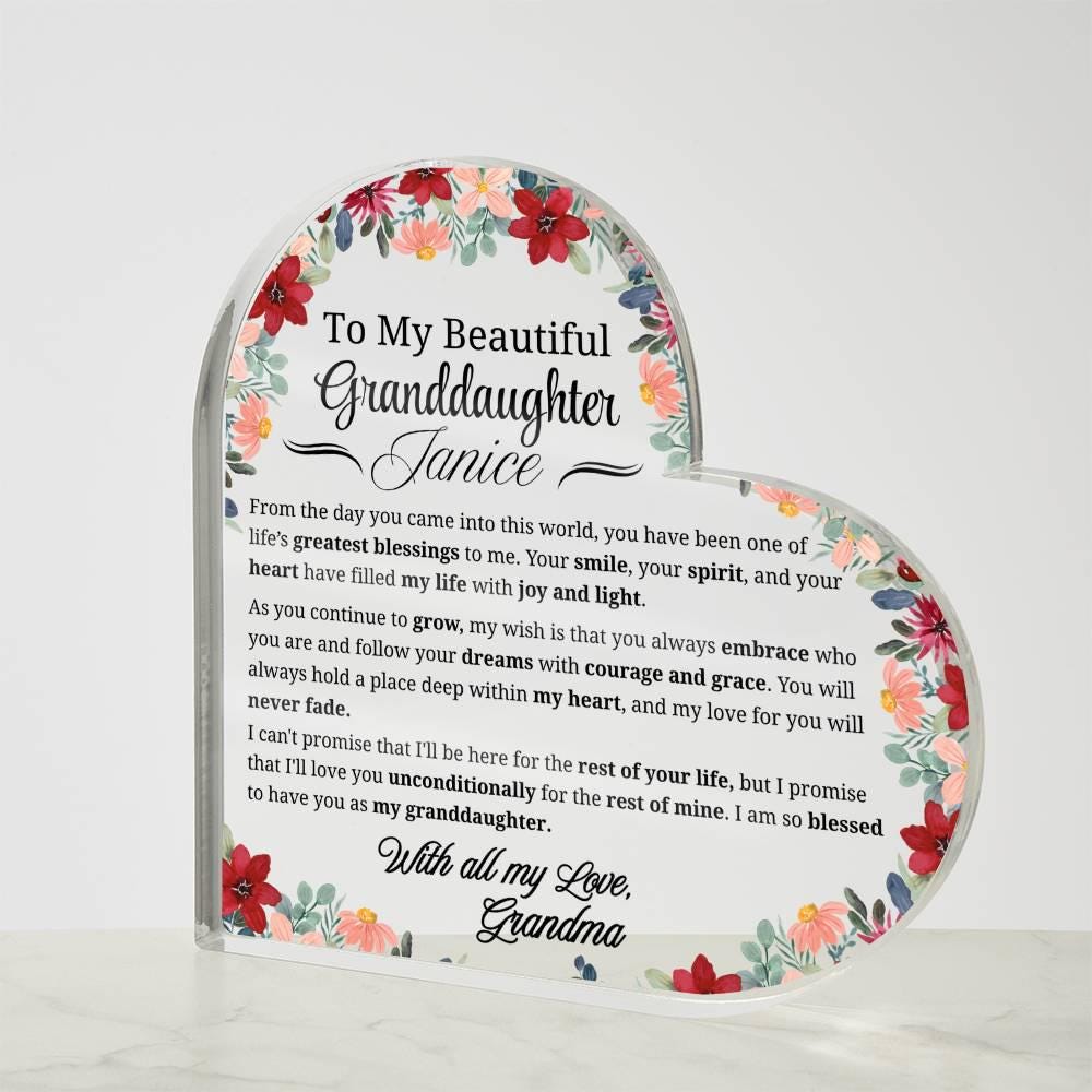 To My Granddaughter Personalized Acrylic Plaque – Gift from Grandma – view 4