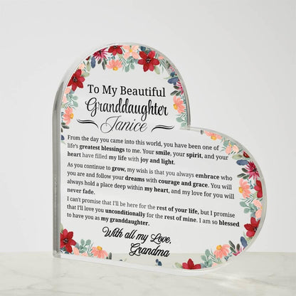 To My Granddaughter Personalized Acrylic Plaque – Gift from Grandma – view 4