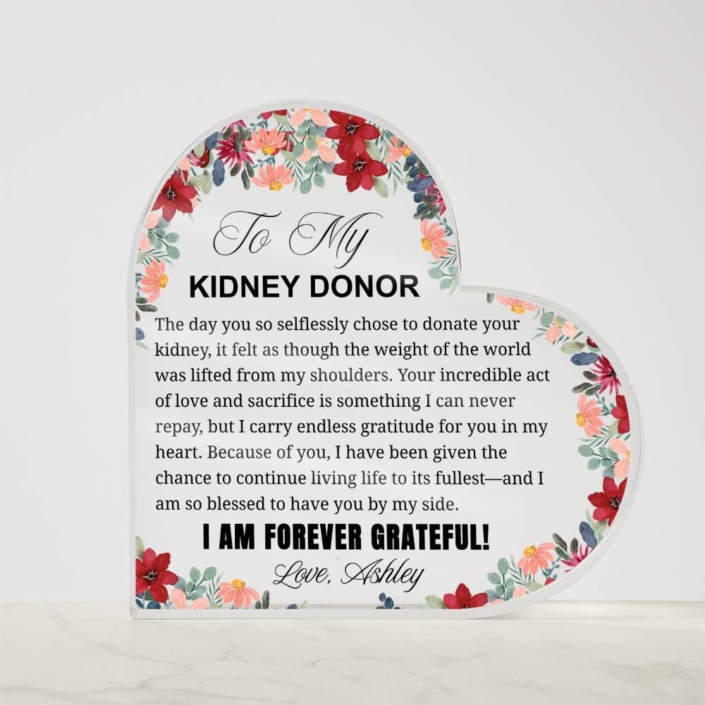 Kidney Donor Gift Personalized Heart Plaque – view 4