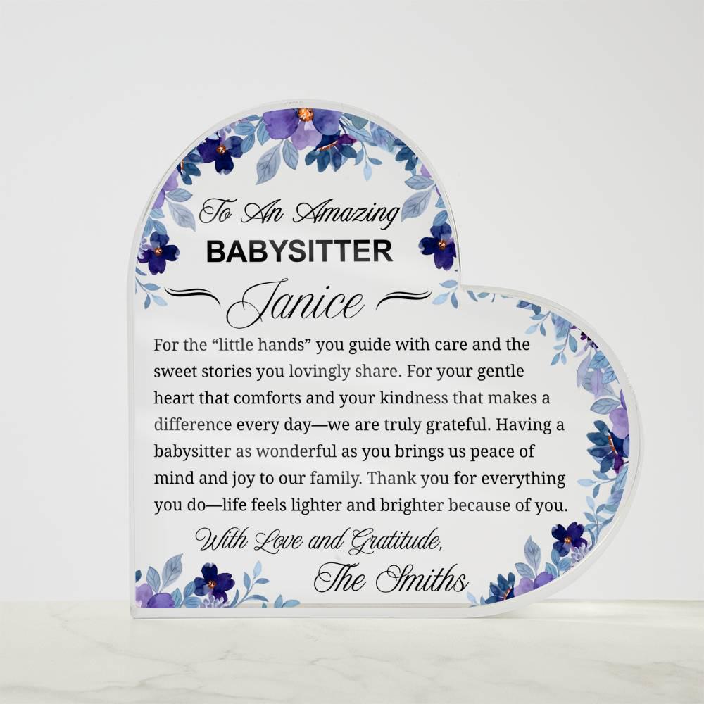 Babysitter Appreciation Gift Personalized Heart Acrylic Plaque – view 5
