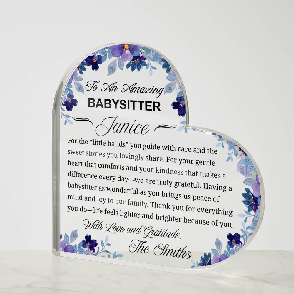 Babysitter Appreciation Gift Personalized Heart Acrylic Plaque – view 4