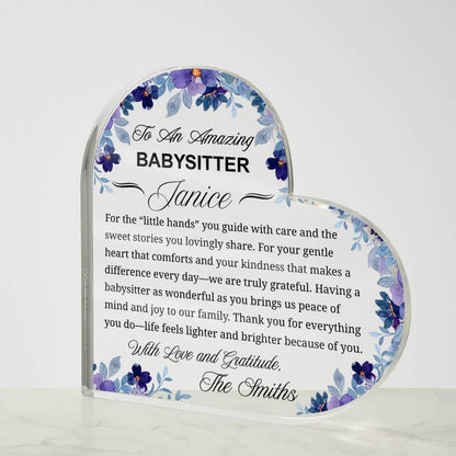 Babysitter Appreciation Gift Personalized Heart Acrylic Plaque – view 4