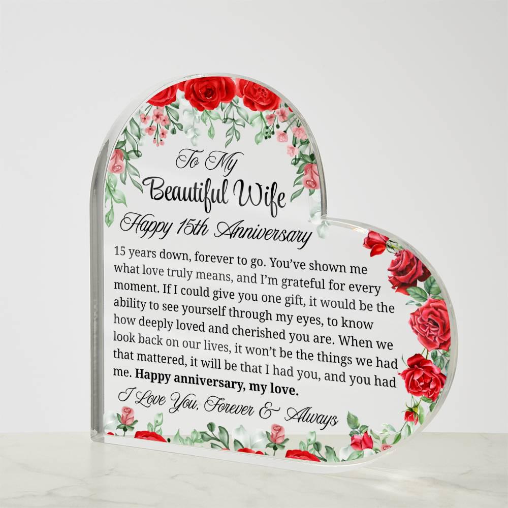 15th Wedding Anniversary Gift Personalized Acrylic Plaque – view 4