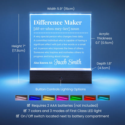 Difference Maker Personalized Acrylic Plaque – Gift for Mentor – view 7