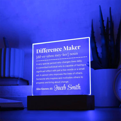 Difference Maker Personalized Acrylic Plaque – Gift for Mentor – view 4